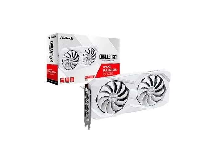 ASRock Challenger Radeon RX 6600 8GB - Grafikkort - Radeon RX 6600 - 8 GB GDDR6 - PCIe 4.0 - HDMI, 3 x DisplayPort - hvid