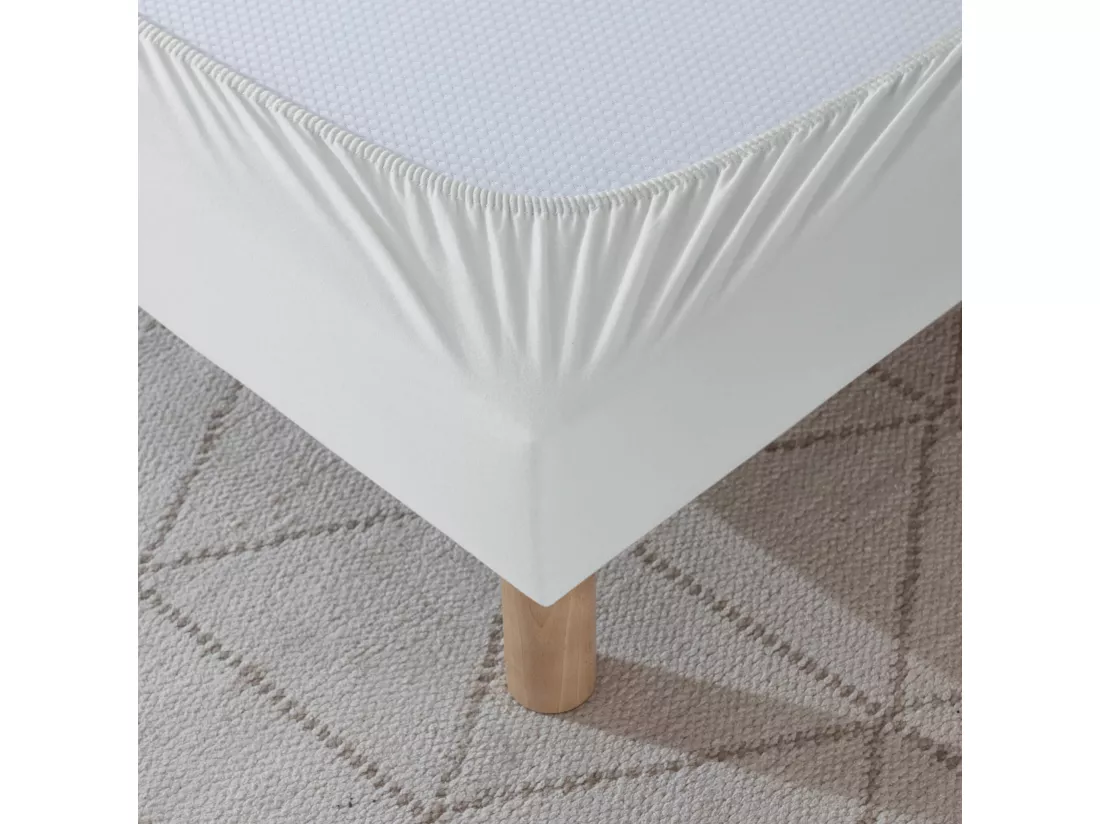 Cache-sommier coton jersey gris 160x190 à 180x200