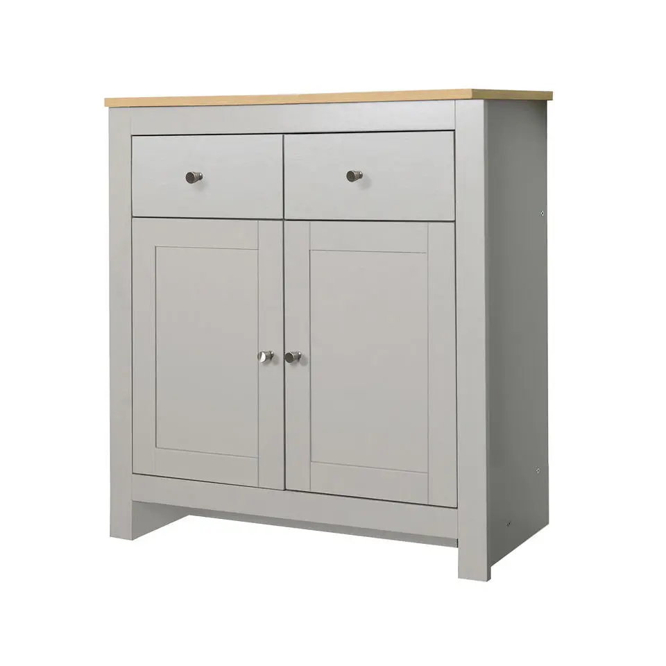 Emerald - Dressoir 2 deuren, 2 laden eiken en grijze spaanplaat