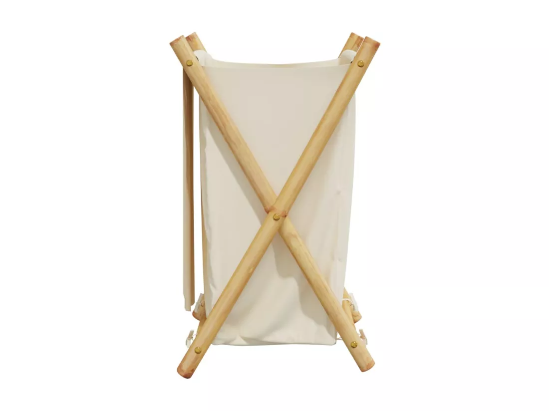 Panier à linge blanc crème 41,5x36x63,5 bambou