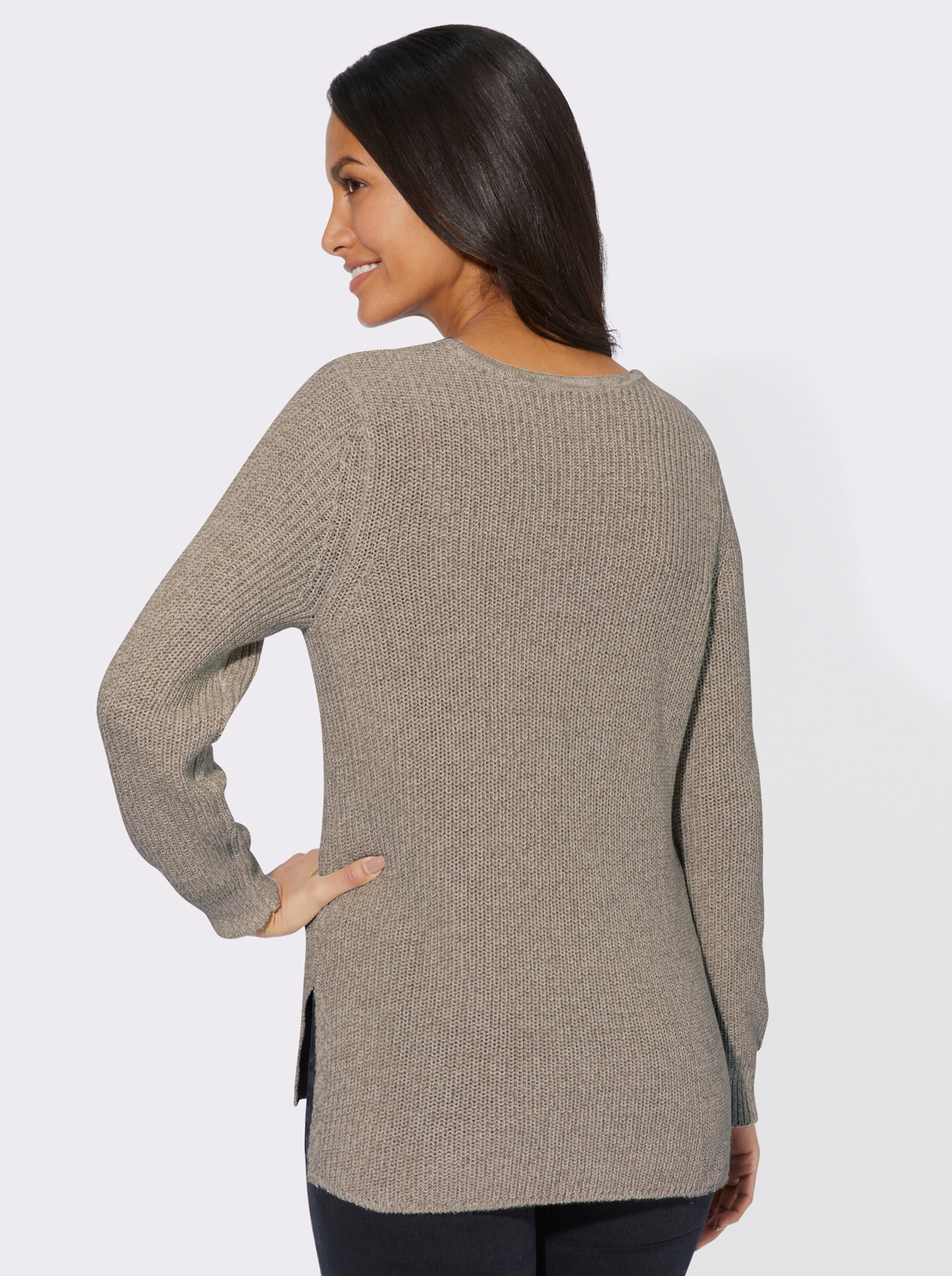 Langarm-Pullover in Rippenstrick