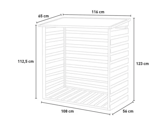 Abri de jardin pour bois de chauffage extérieur 116x65x123cm BoisBox