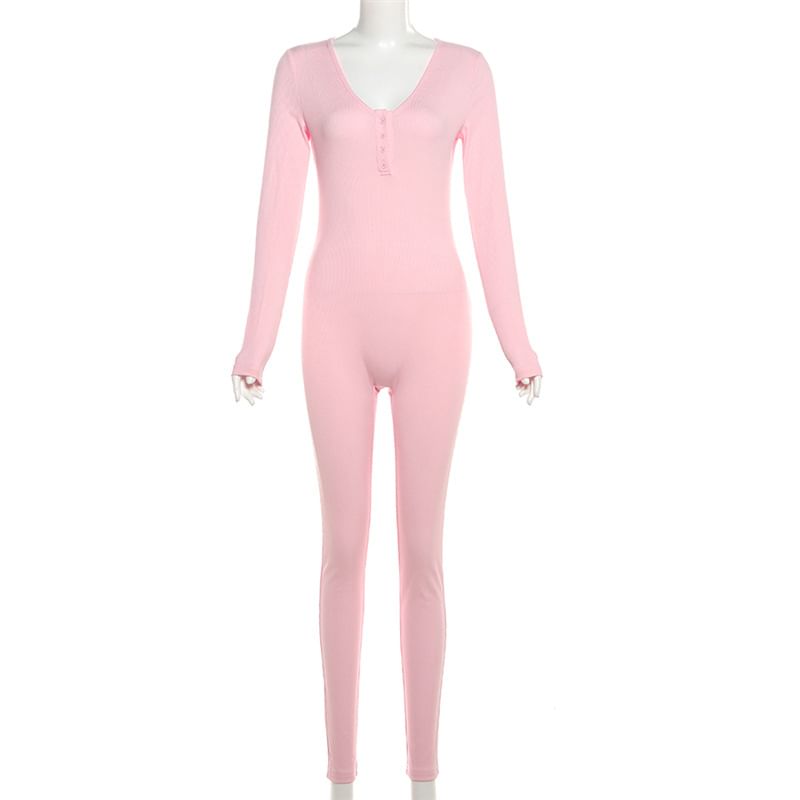 Oonnukal - Lange mouwen Henley jumpsuit