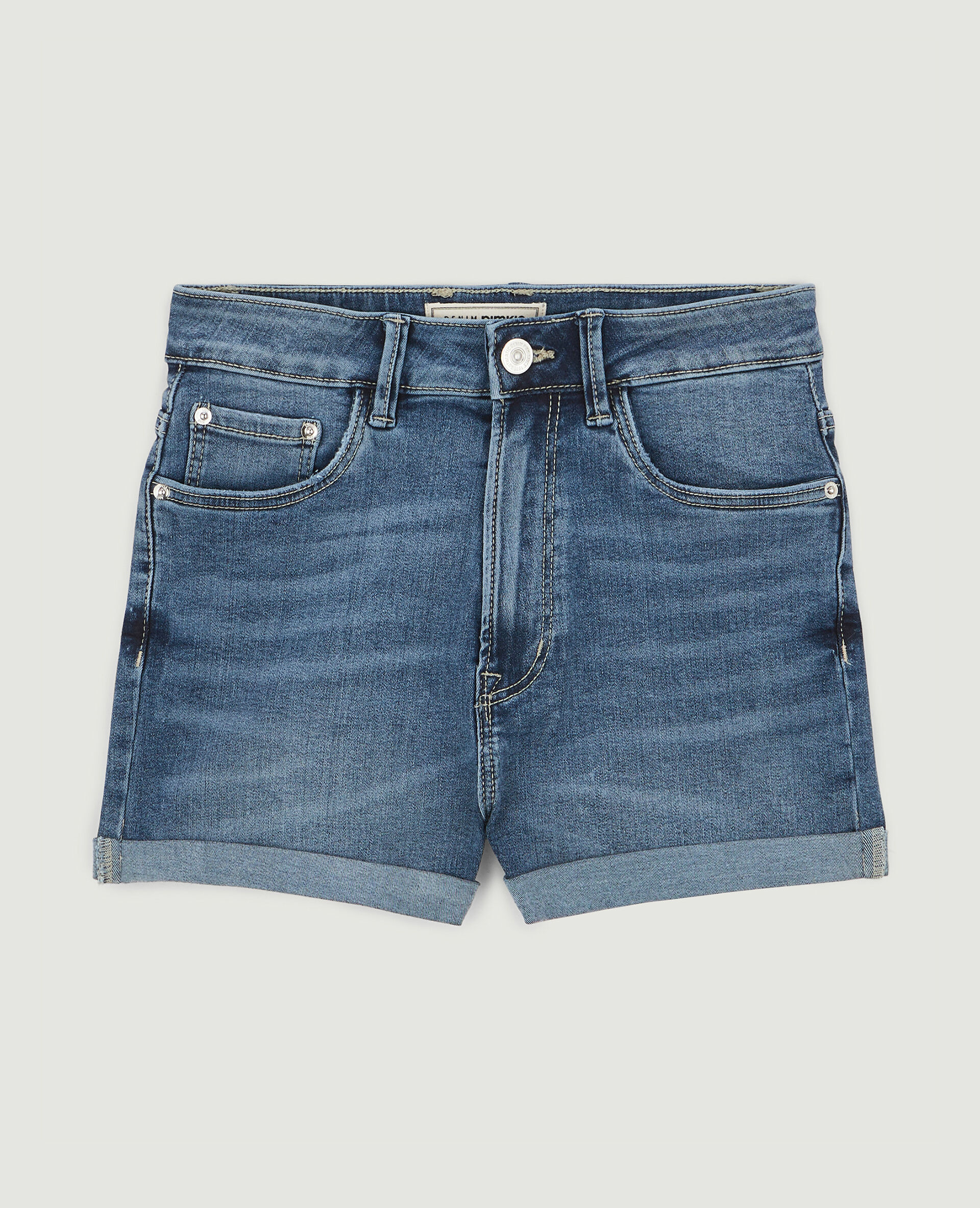 Short en jean bords roulottés - Bleu