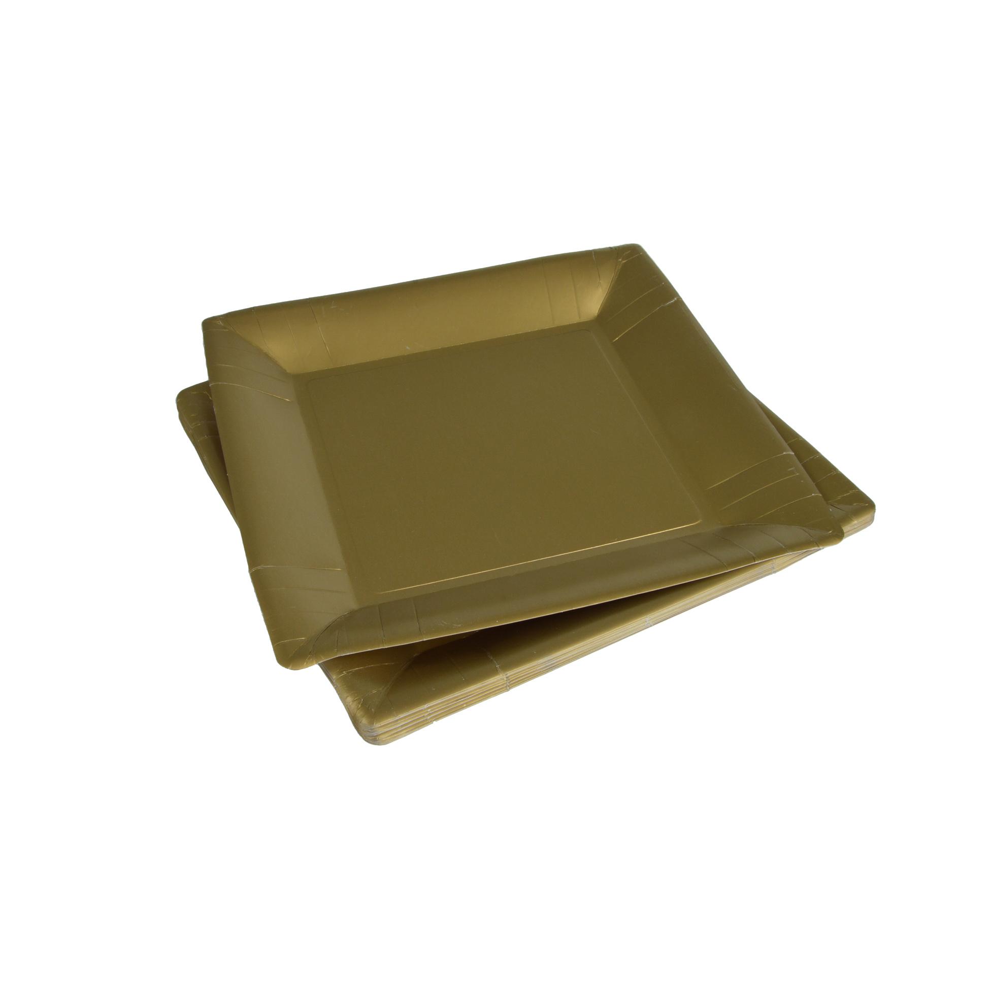 SET 20 ASSIETTES CARREE CARTON 23X23CM OR