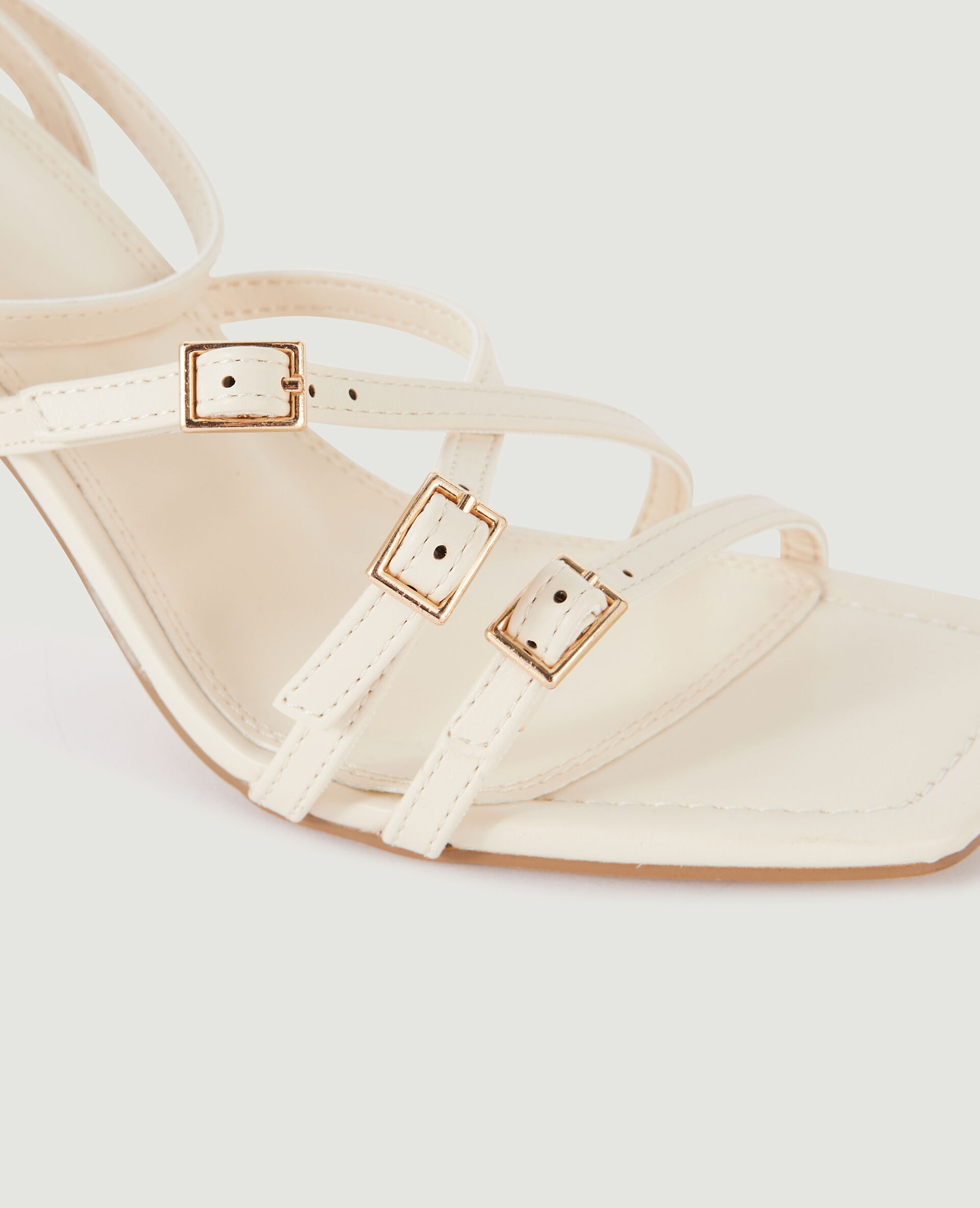 Sandales à brides boutés carrés - Beige
