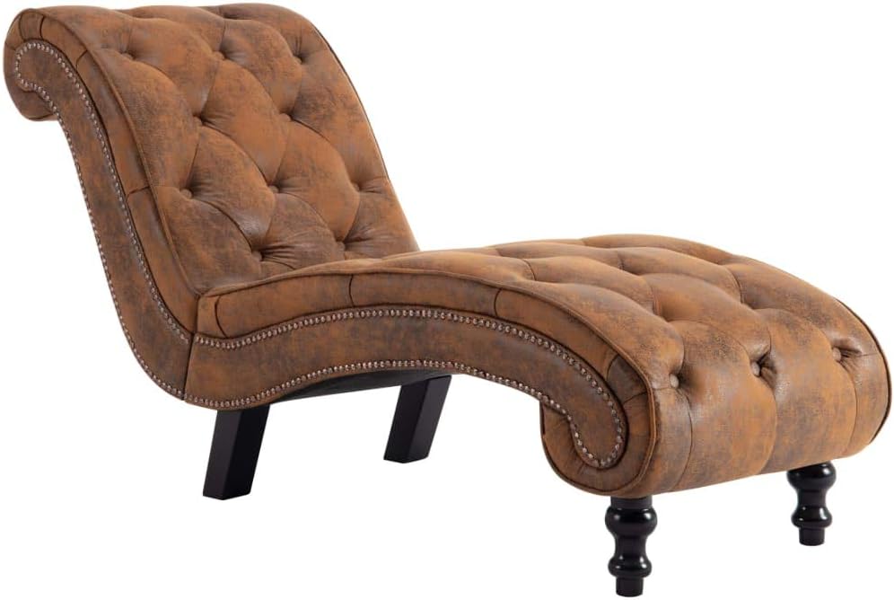 vidaXL Chaiselongue Relaxliege Liegestuhl Relaxsessel Loungesessel Sesselliege Liegesessel Komfortliege Recamiere Lounge Braun Wildleder-Optik