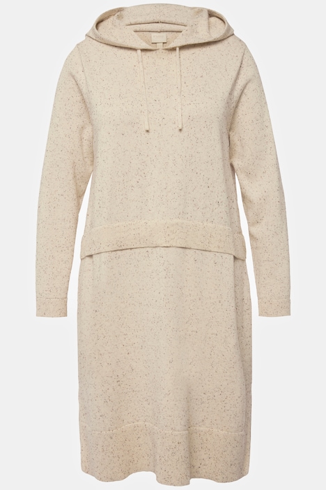 Strickkleid, Noppen, Kapuze, Langarm, Biobaumwolle
