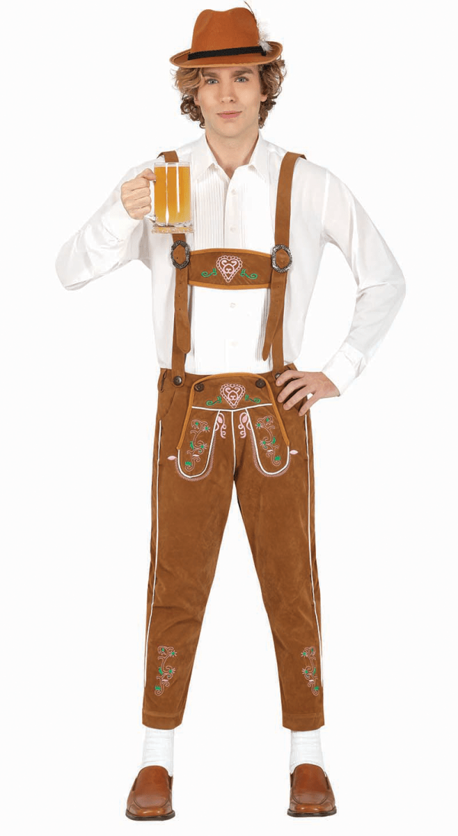 Lederhose Lang Bruin Verstelbare Bretels