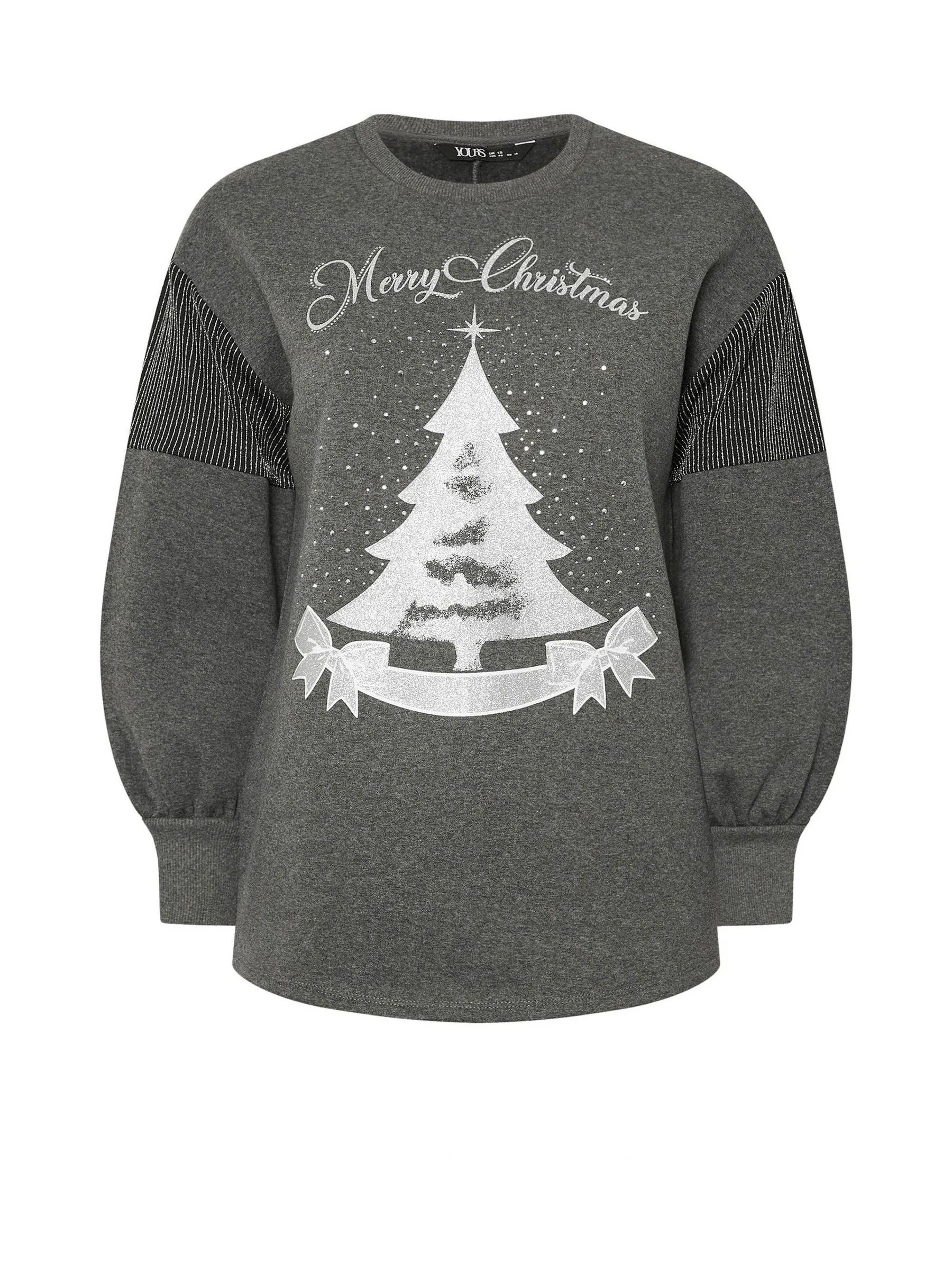 Grijs - Yours Curve Merry Christmas Diamante Embellished Sweatshirt