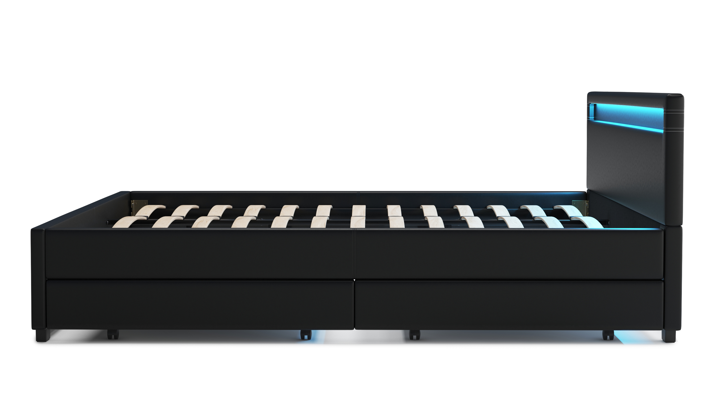 Lederbett LED TRANCE 180 x 200 cm schwarz