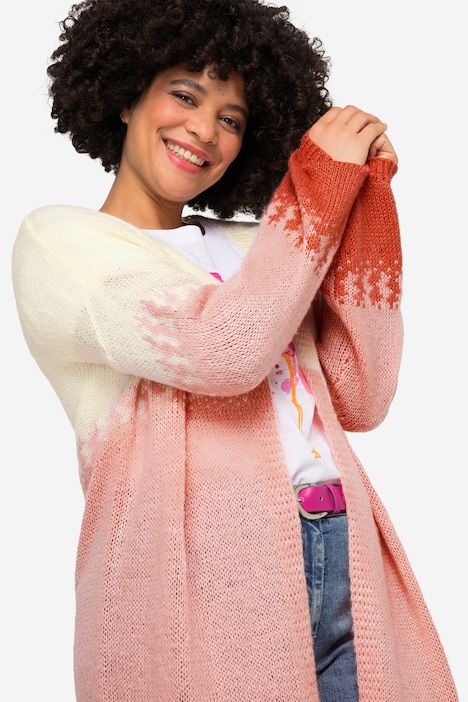 Long-Strickjacke, Farbverlauf, Langarm