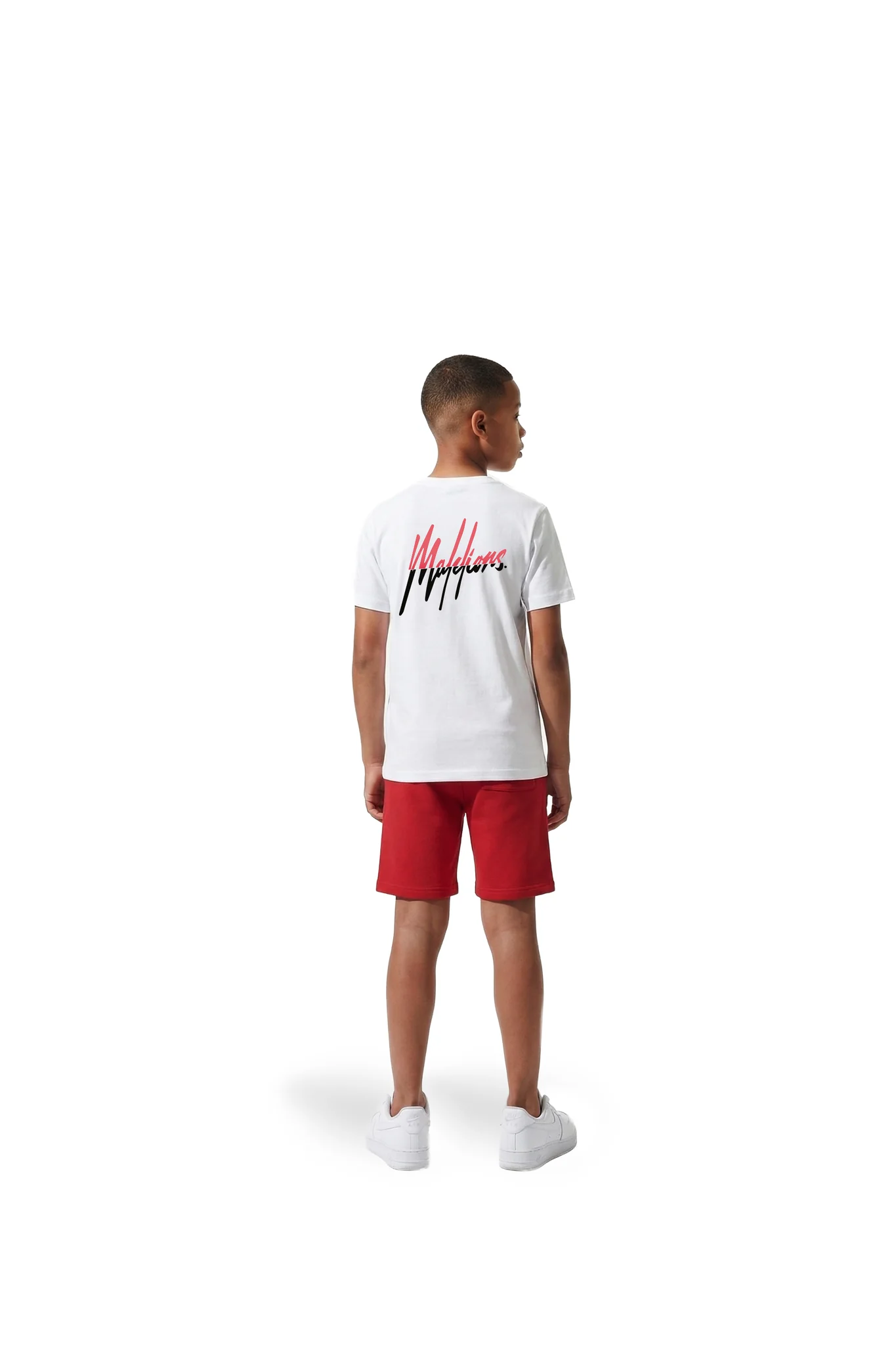 Malelions Junior Split T-shirt Kids Wit/Rood