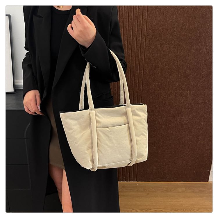 Kleevelind - Gevoerde Tote Bag met Effen Paneel