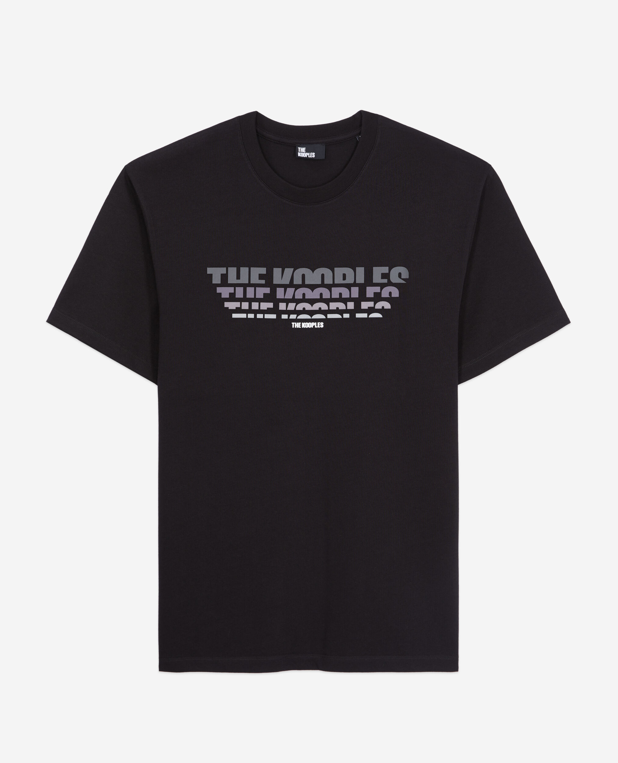 T-shirt noir avec sérigraphie logo en dégradé de couleur