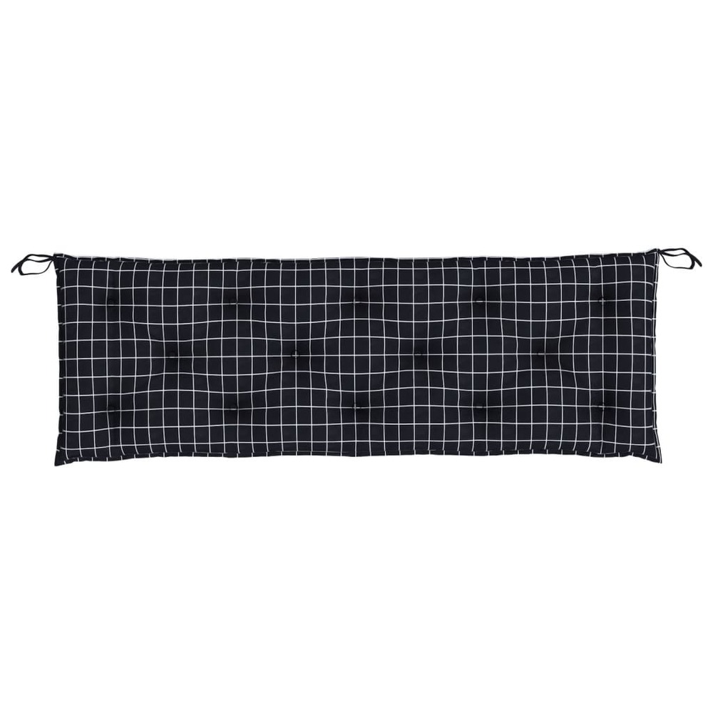 Coussin de banc de jardin carreaux noir 150x50x7cm tissu oxford