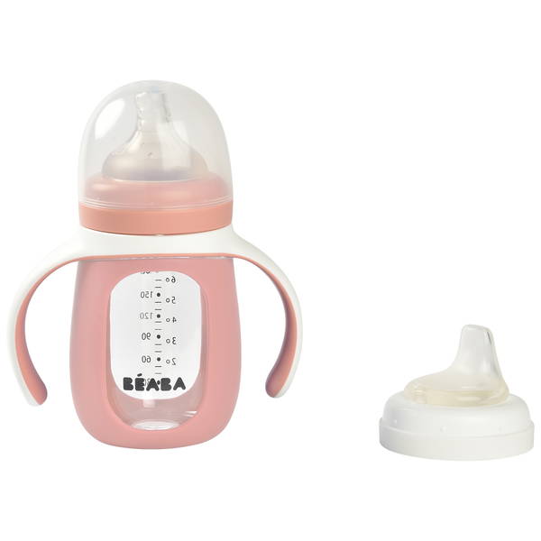 BeabaBeaba   Babyflasche 2in1 mit Silikonhülle rosa
