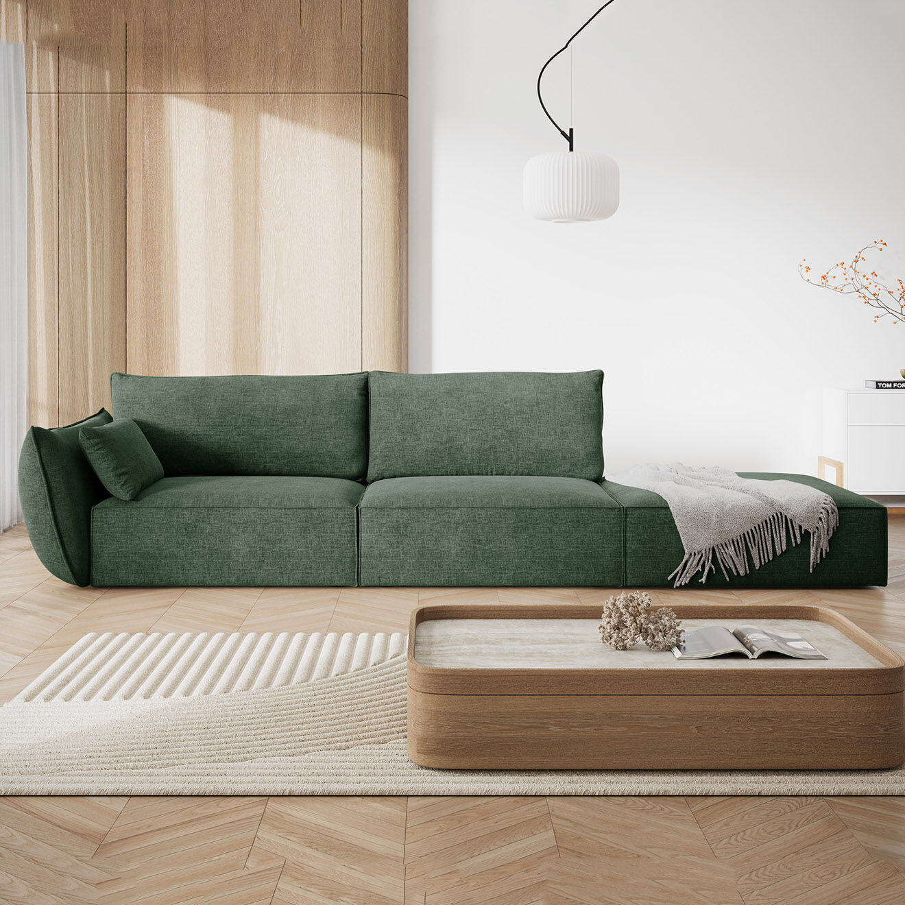 Mazzini Sofas Canapé gauche Vanda 4 Places vert bouteille - 286x100x85 cm