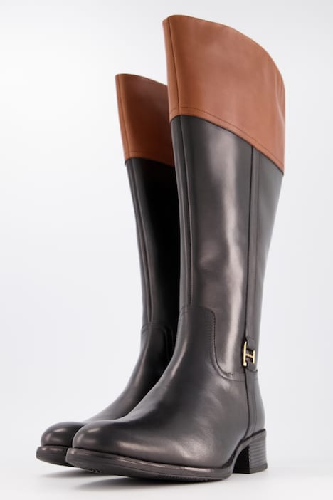 Lederstiefel, XL-Schaft, Zierschnalle, Weite H