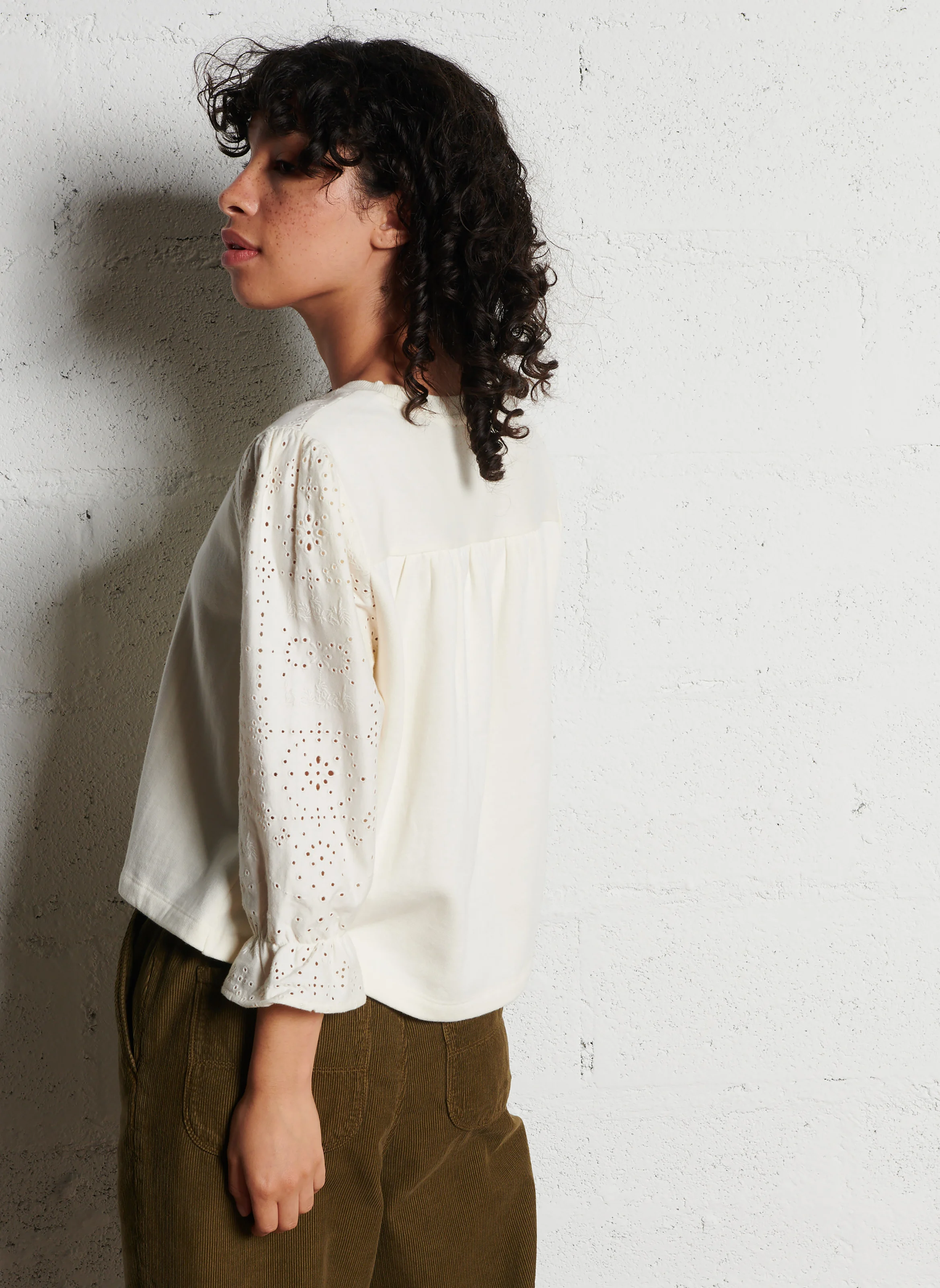 LUCAS - Sweat ample col rond en coton | Beige