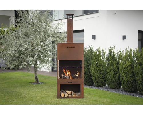 Westmann vuurkorf met grillfunctie, staal, roestbestendig
