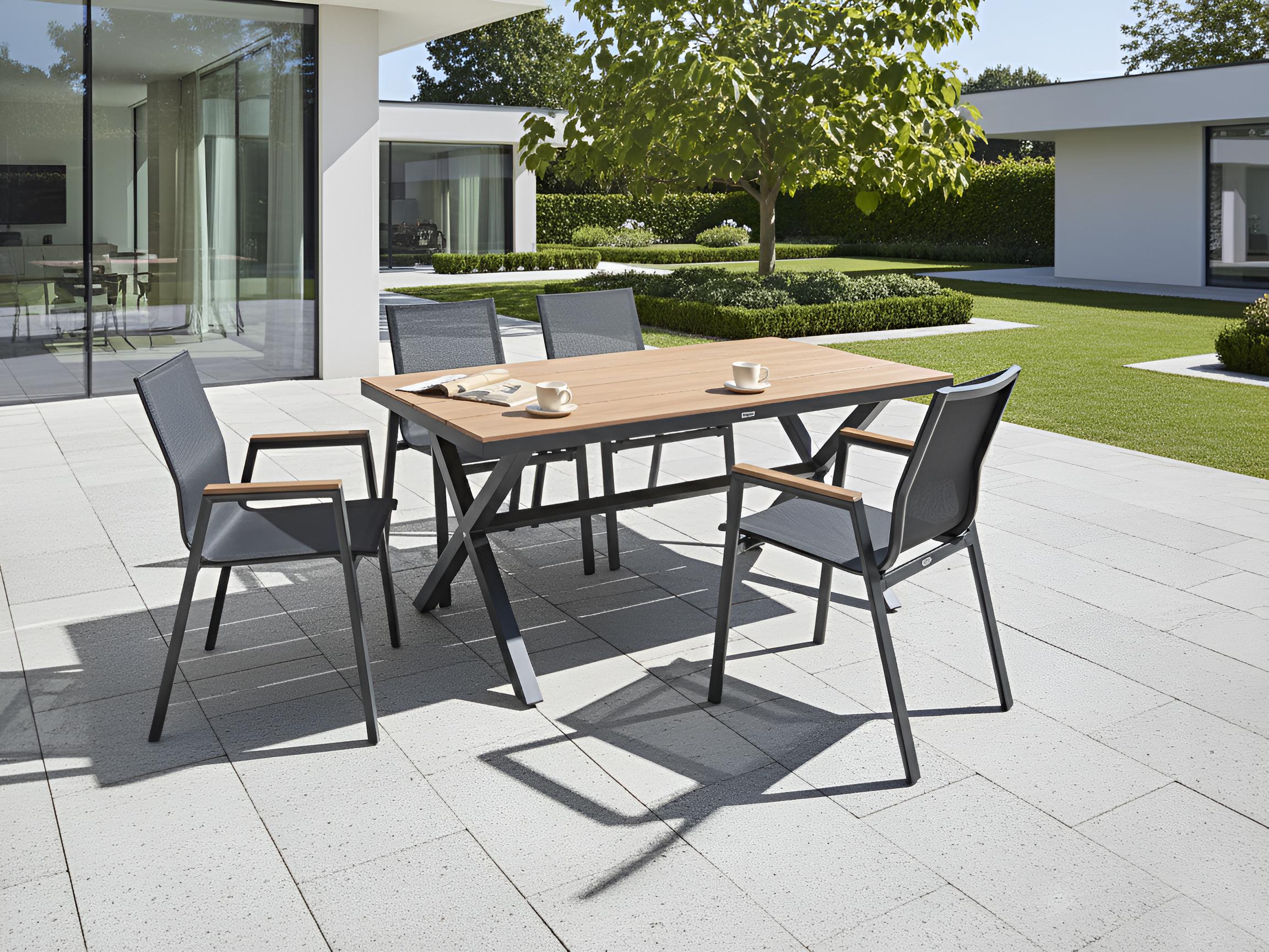 Tuin eettafel TIANO 160 cm 90 cm Metaal Zwart