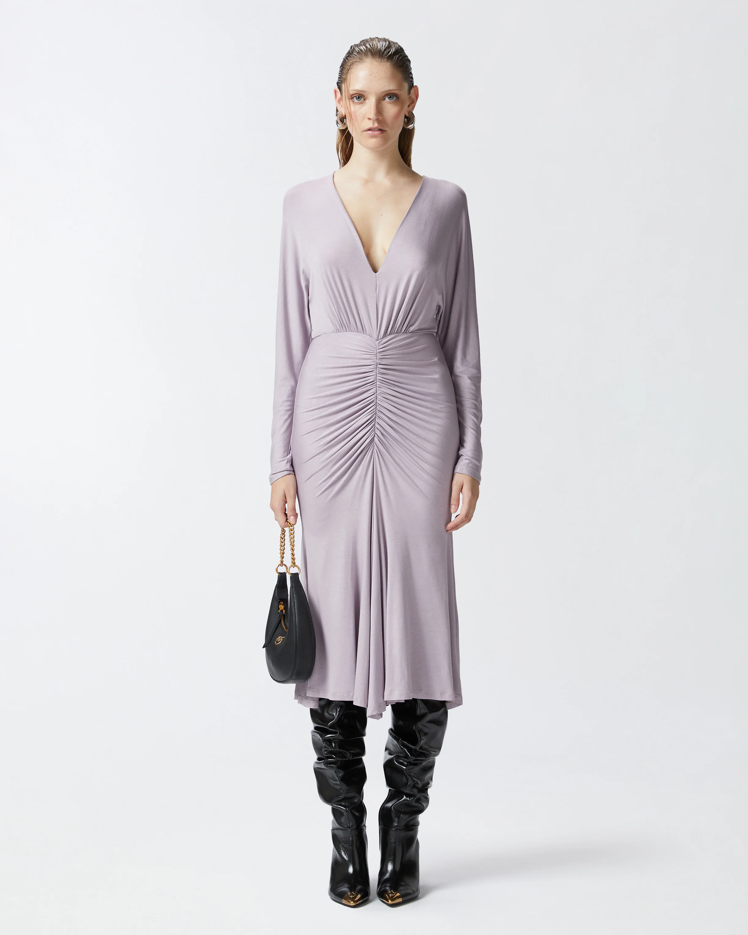 Midi dress in modal with v-neck | Violet