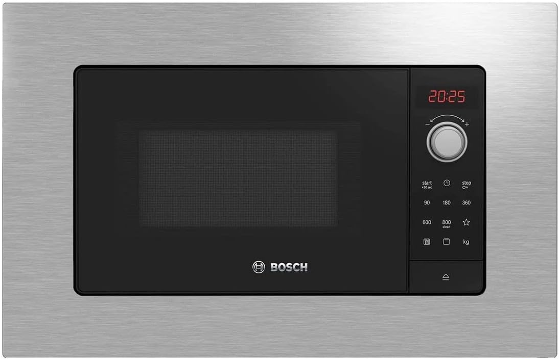 Bosch BEL623MS3, Einbau-Mikrowelle, automatische Kochprogramme, rote LED-Anzeige, Öffnung links seitlich, Grill, LED-Beleuchtung, Stahl