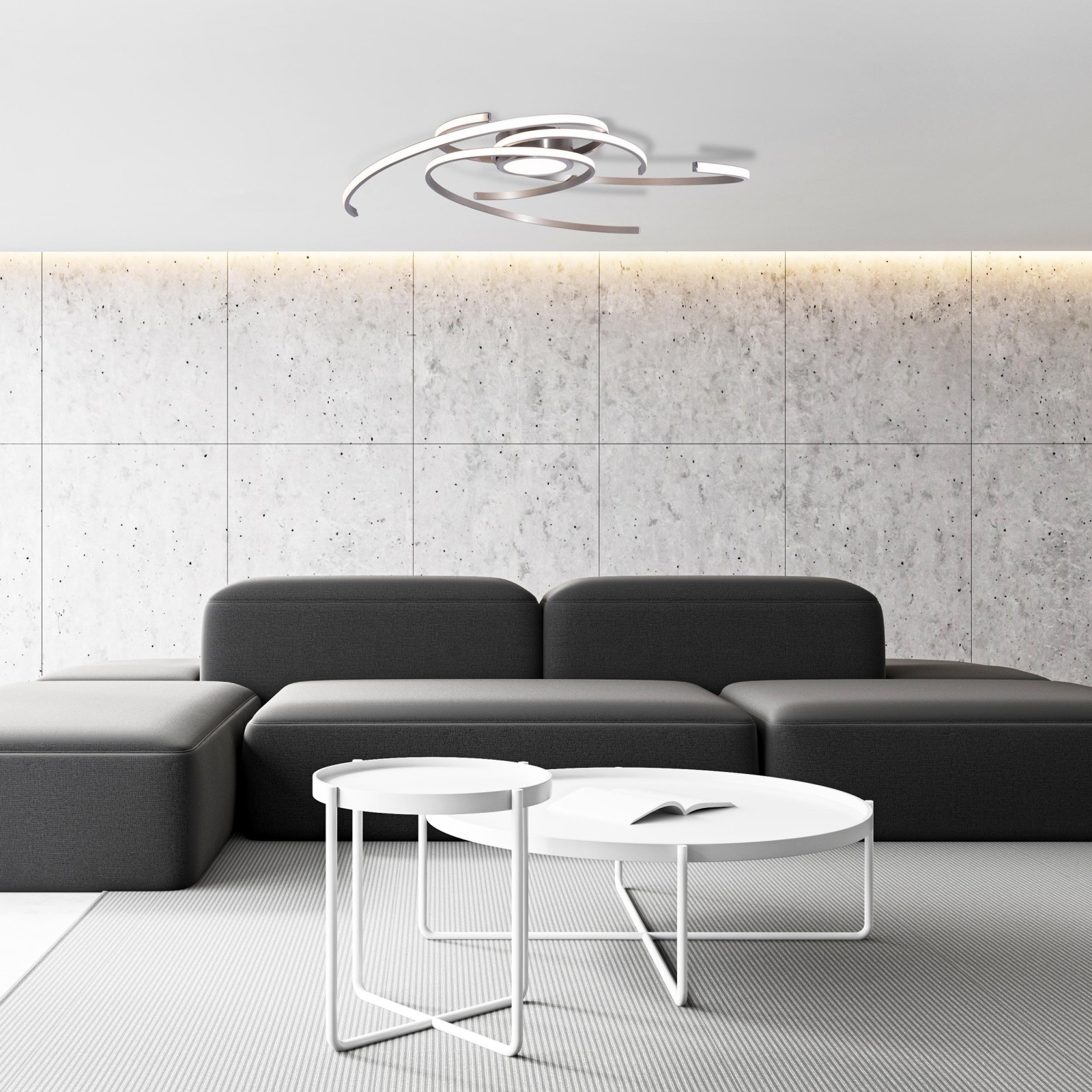 LED-Deckenleuchte RADON - stahlfarben - dimmbar - 75 cm