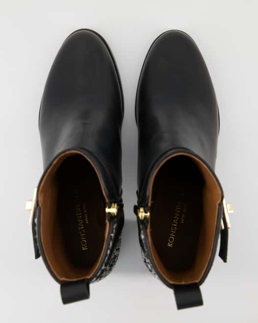 Konstantin Starke Mousse Nero / Tweed Melange Stiefeletten in Schwarz