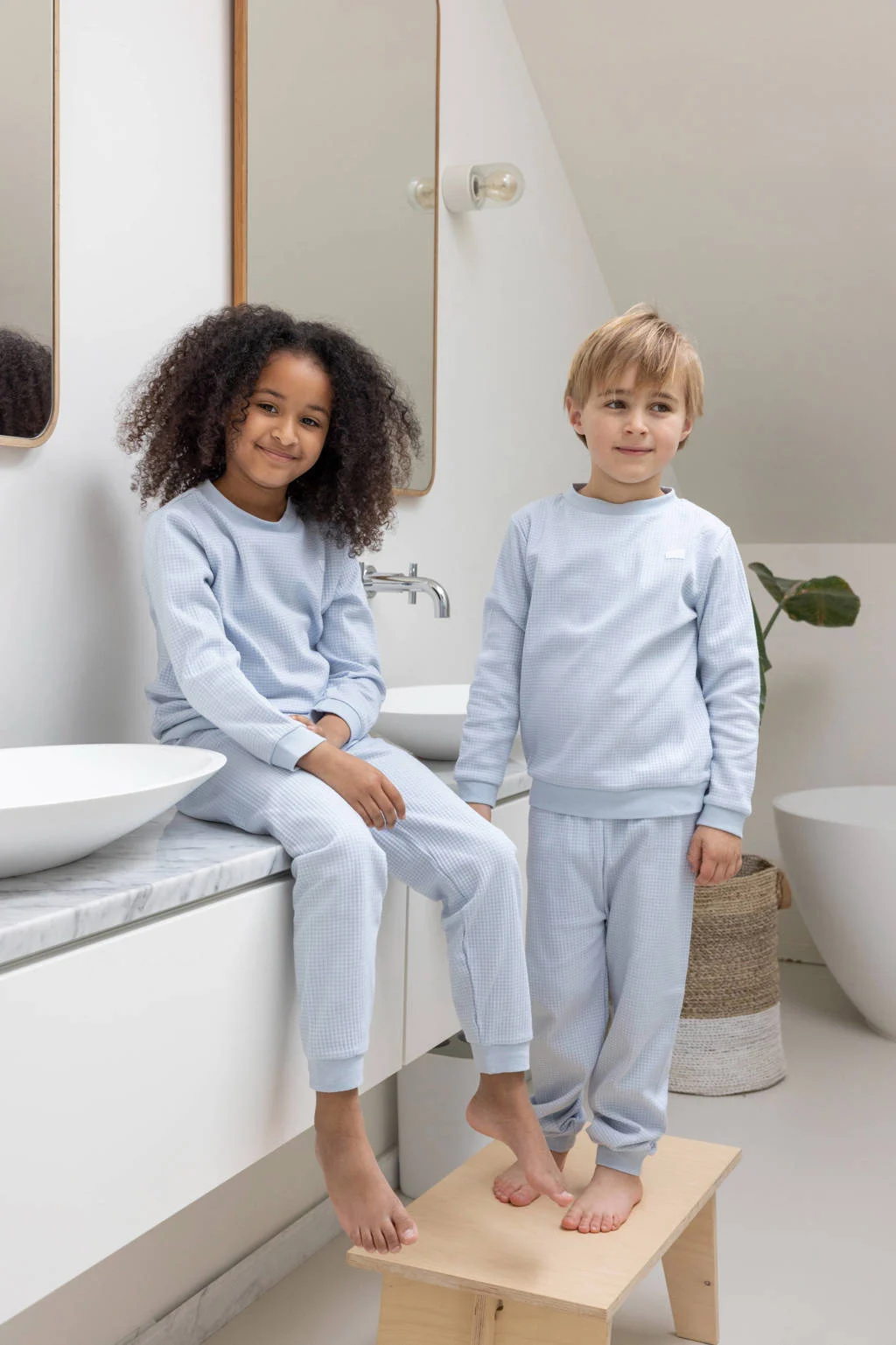 Feetje unisex wafel pyjama lichtblauw