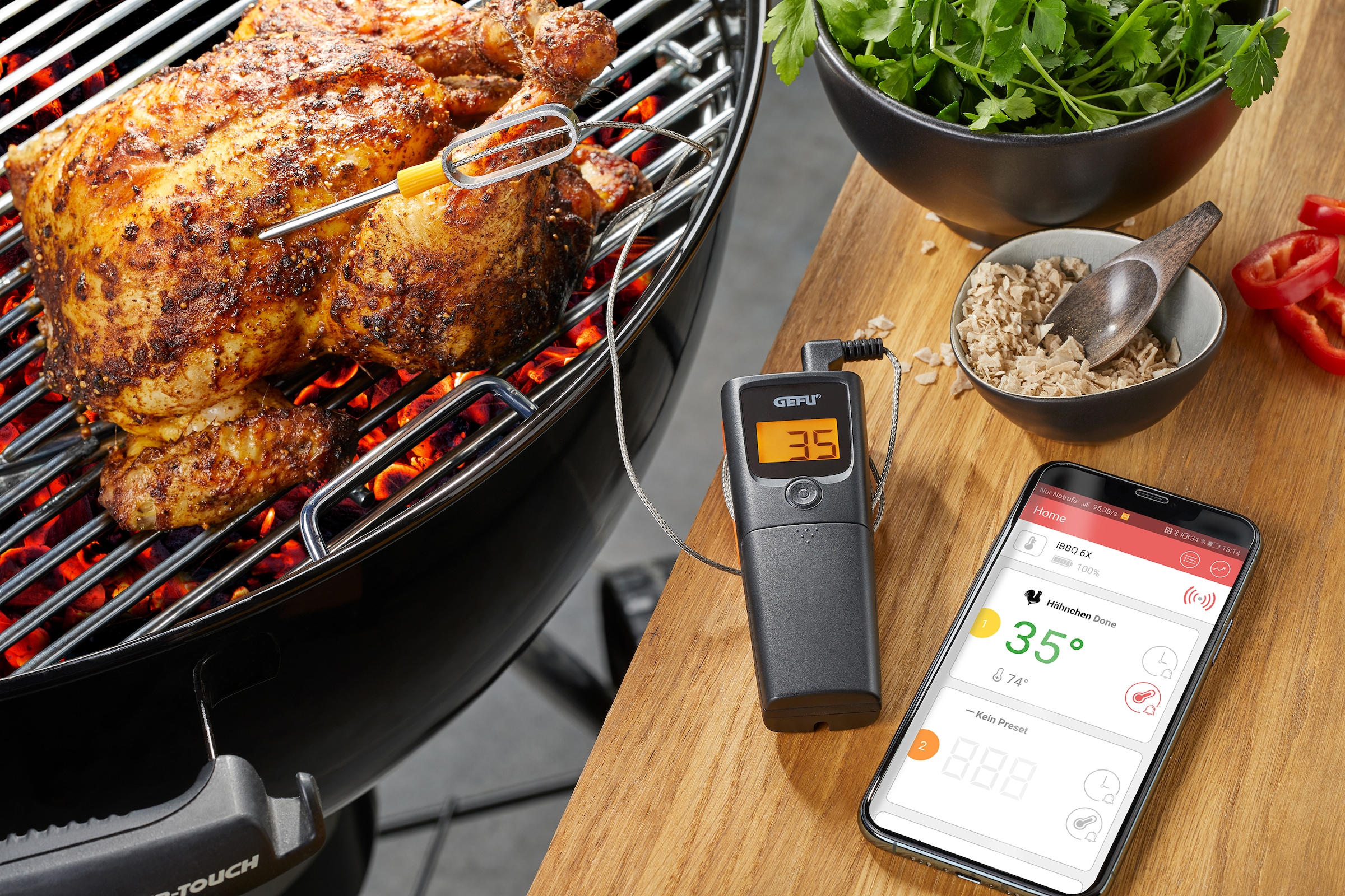 GEFU Grillthermometer »CONTROL« App-gesteuert mit bis zu 30 Meter Reichweite in Echtzeitübertragung