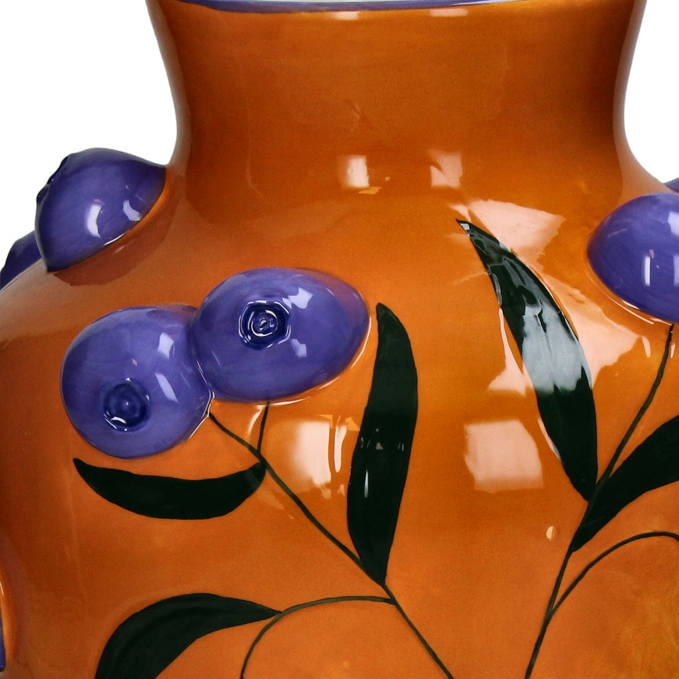 Vaas Fruity Fiesta oranje / blauw D 26 H 30 cm