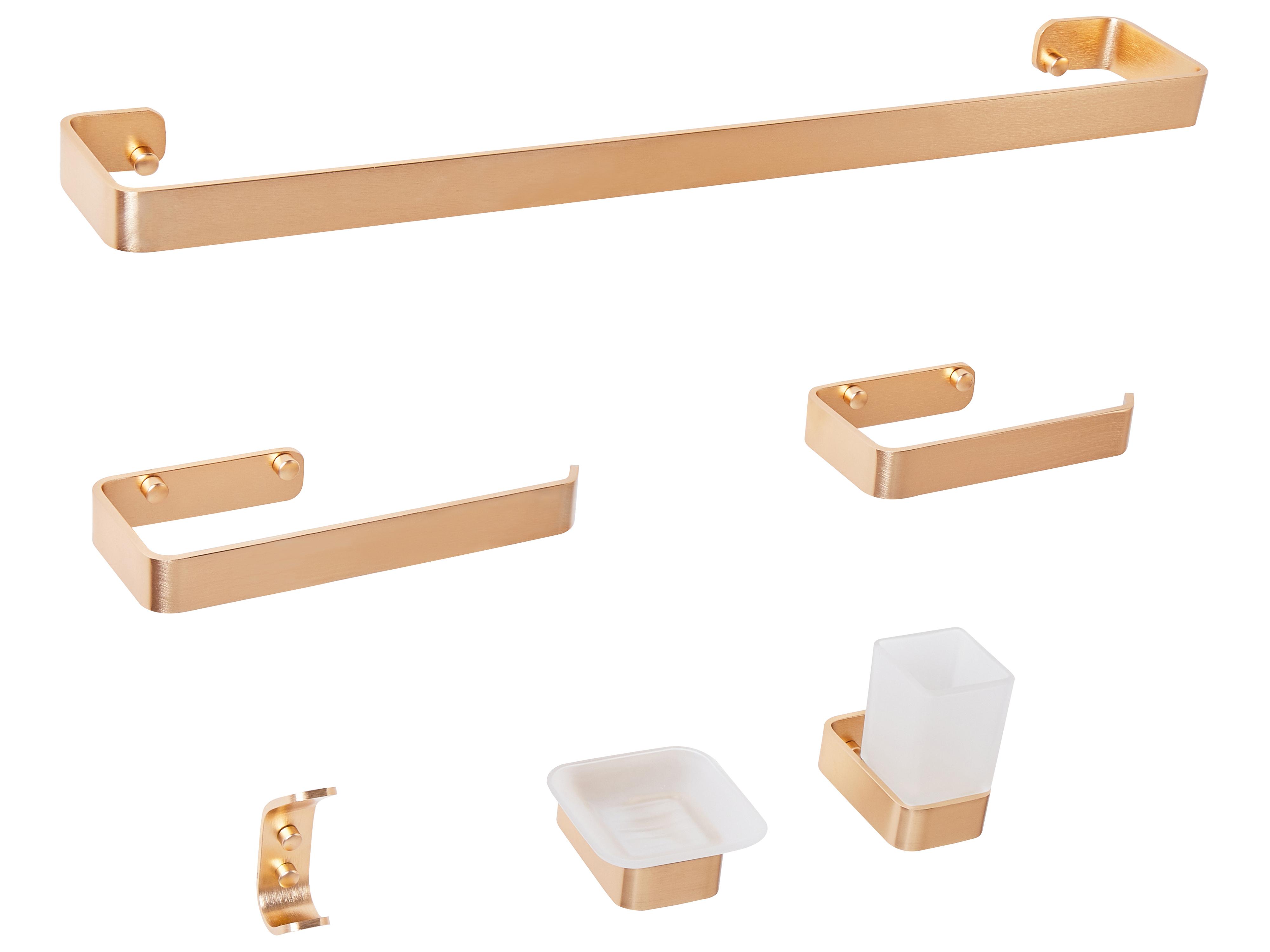 6-delige badkamer hardware set ZORRITOS met handdoekstangen en -haken Metaal Goud