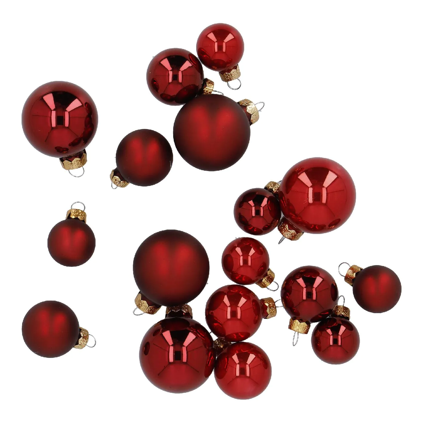 17er Weihnachtskugel Set Glaskugeln Mix, rot