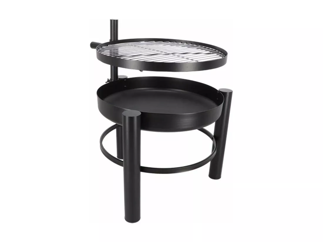 Brasero en métal avec grille de cuisson intégrée 54 x 66.5 x 69 cm