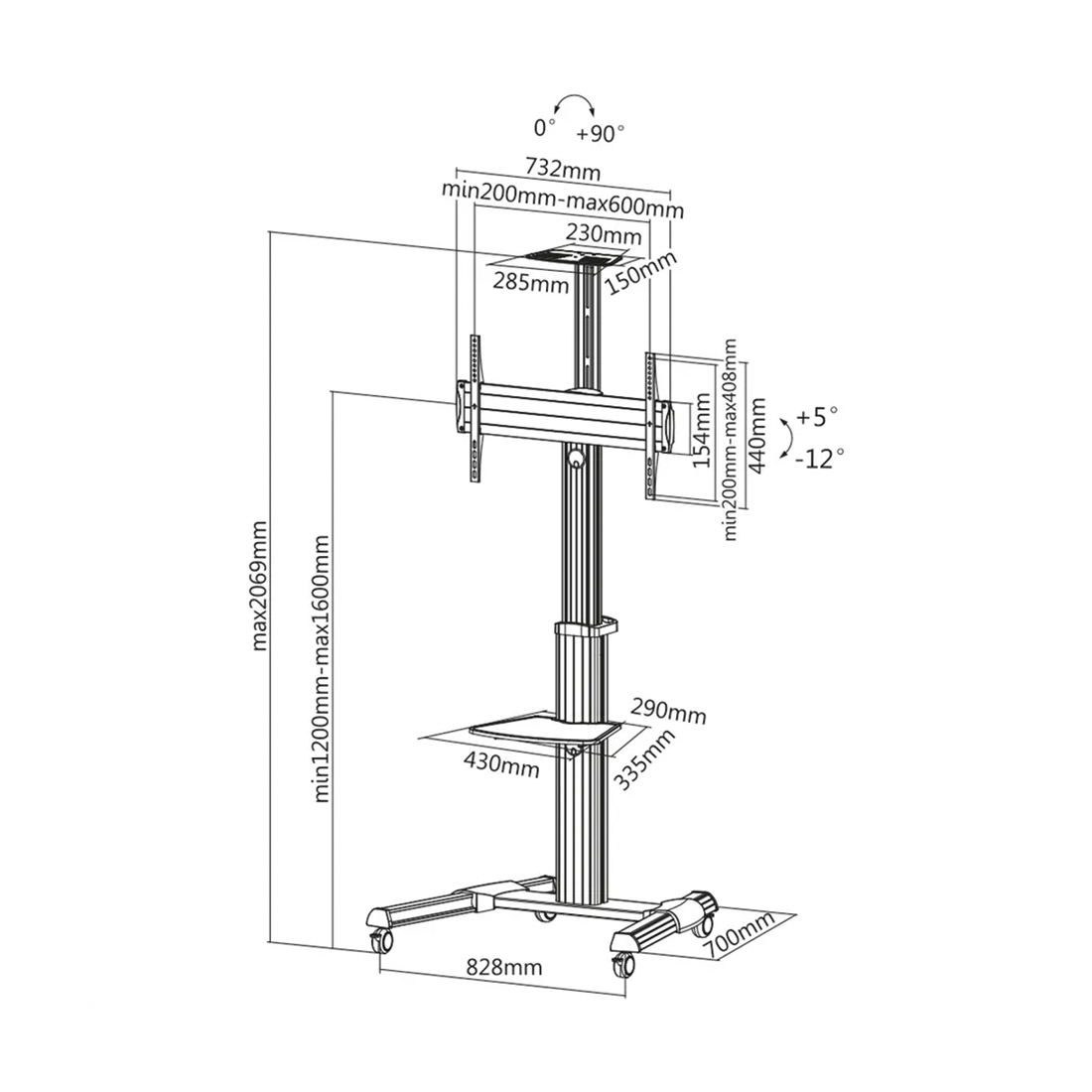 Roline LCD/TV Rollständer bis 50kg