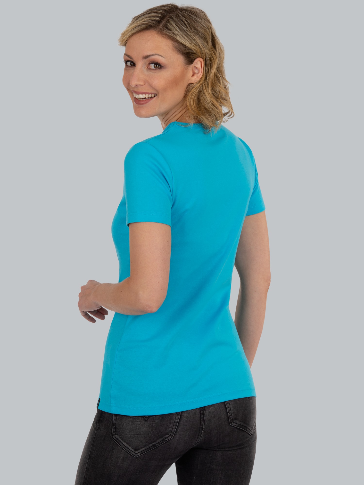 T-Shirt aus Baumwolle/Elastan Azur