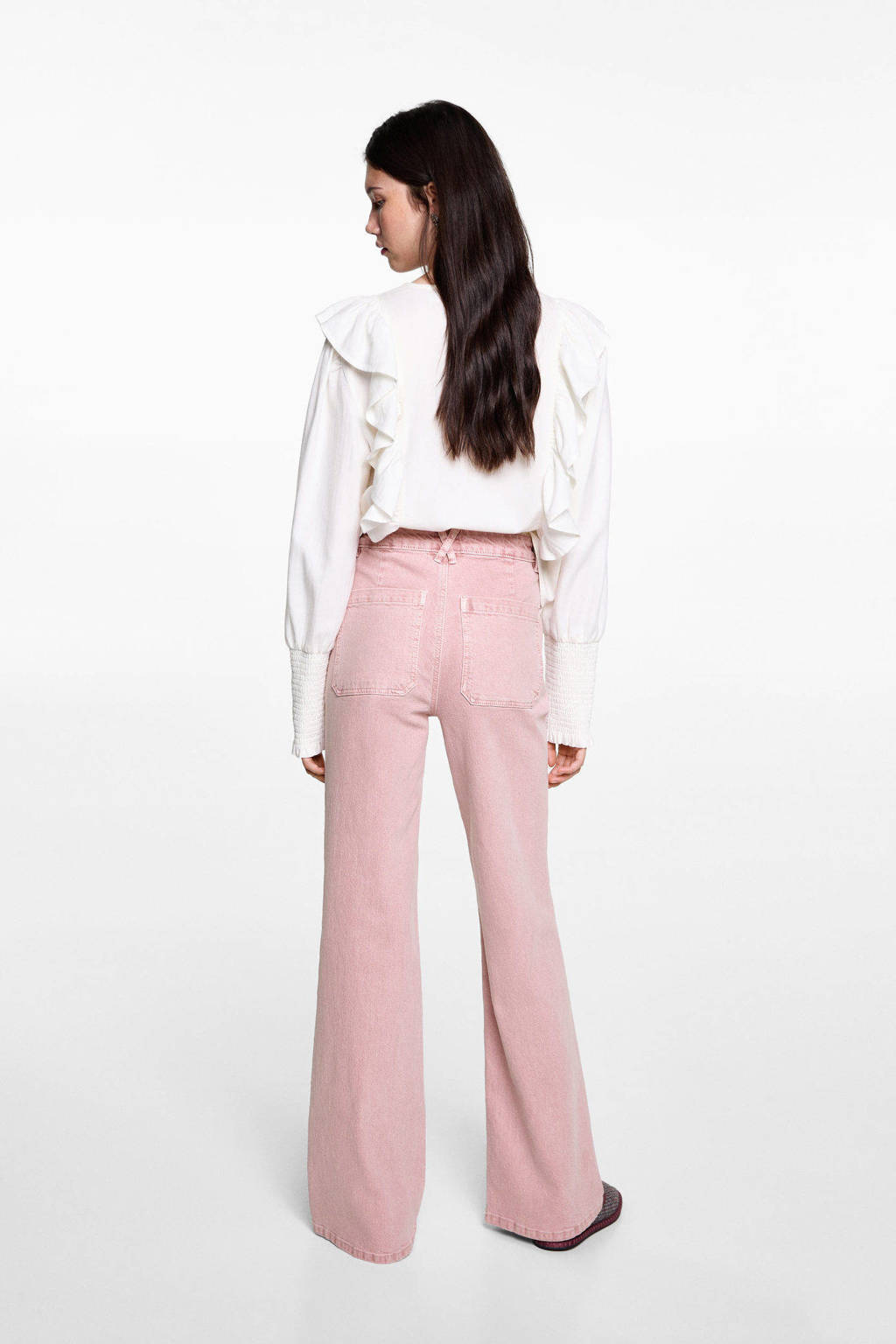 MANGO TEEN wide leg jeans roze