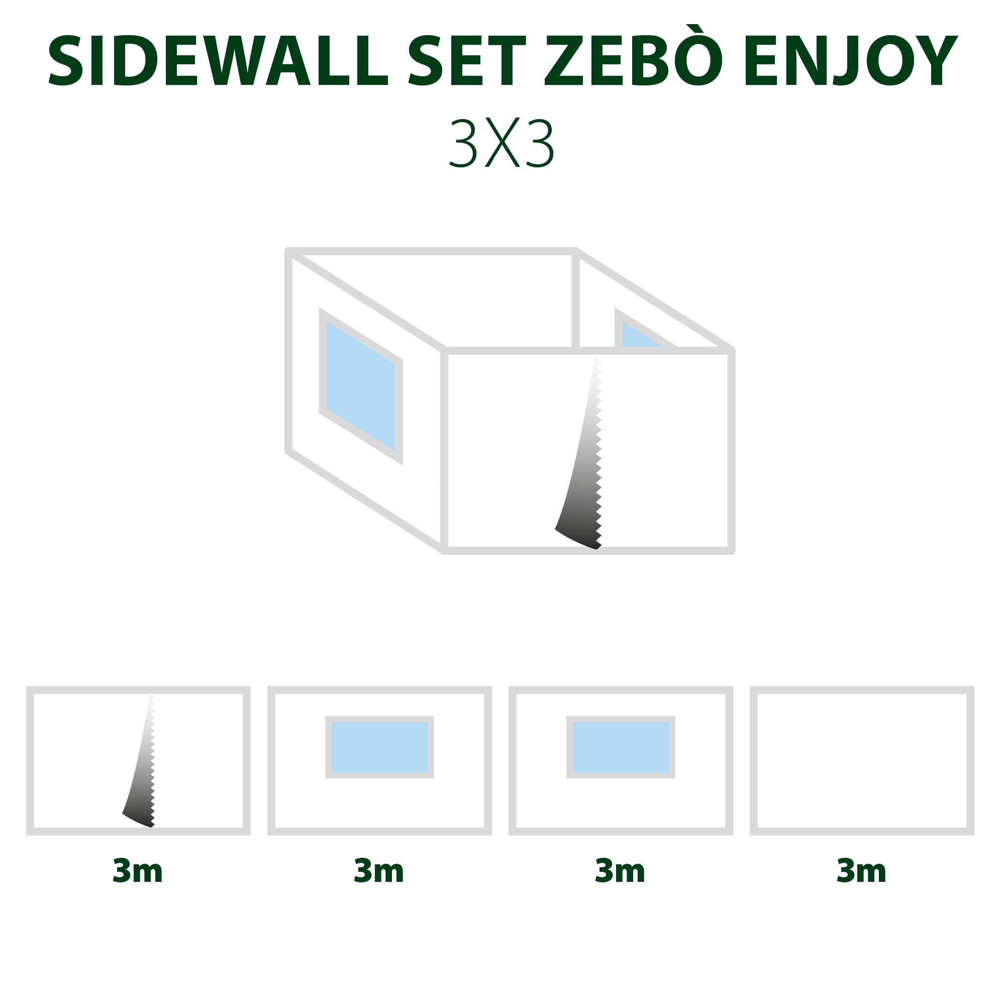 Brunner Zebo Enjoy 2.0 Seitenwand-Set 3 x 4,5 m