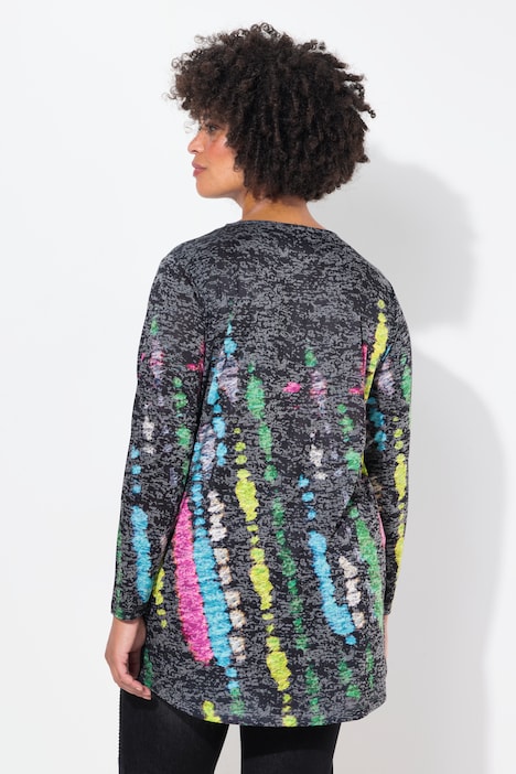 T-Shirt, A-Linie, Batik-Streifen, Langarm