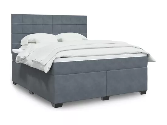 Sommier à lattes de lit et matelas Gris foncé 180x200cm Velours