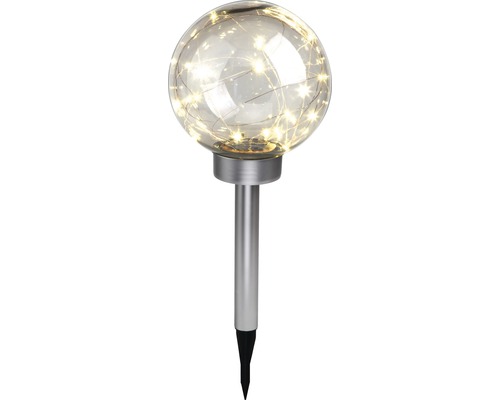 LED Vintage Solar Globe IP44 met grondpen, warm wit, RVS kleur, helder, Ø 200 mm