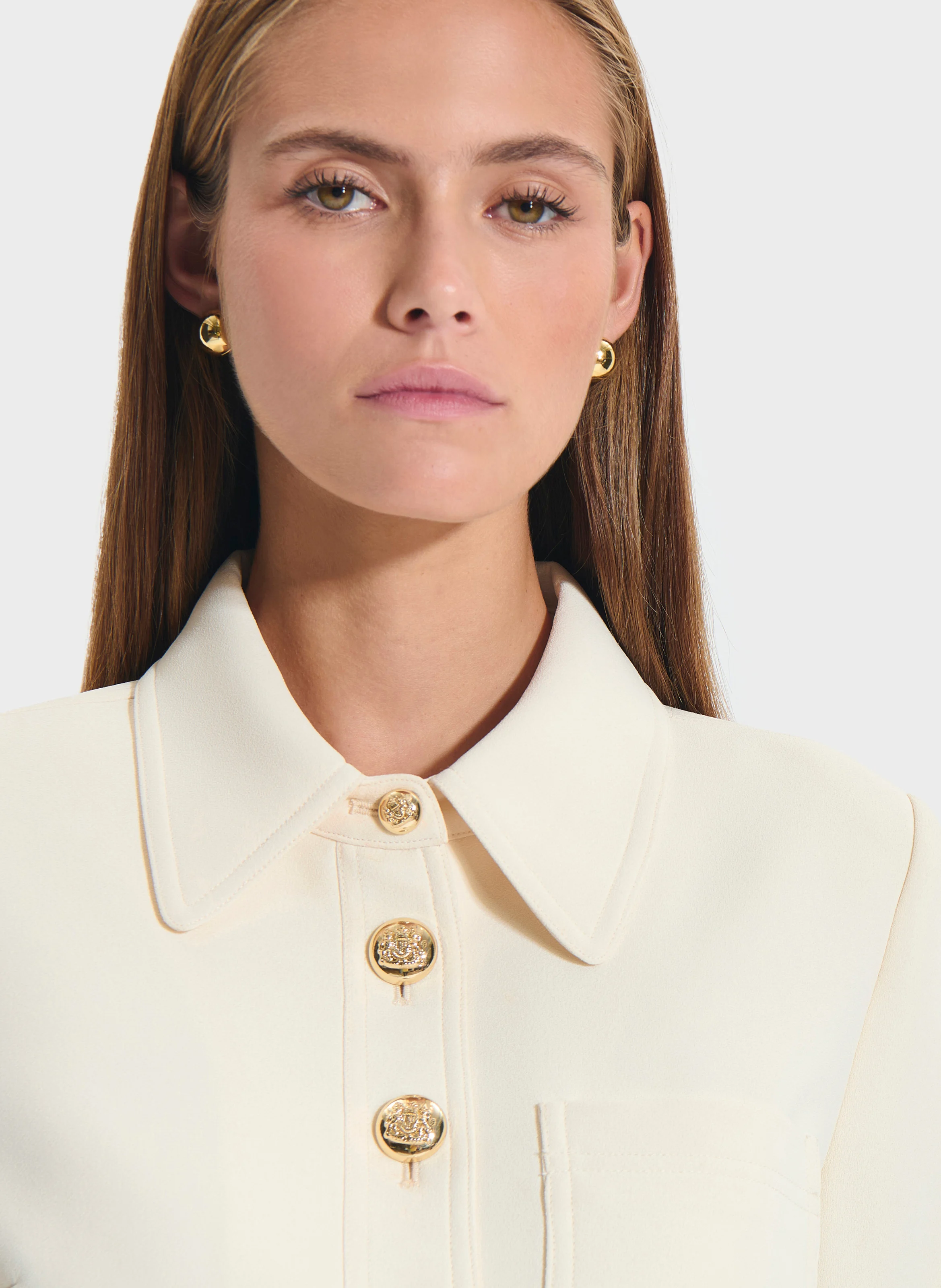 CELINA - Chemise droite en maille | Blanc