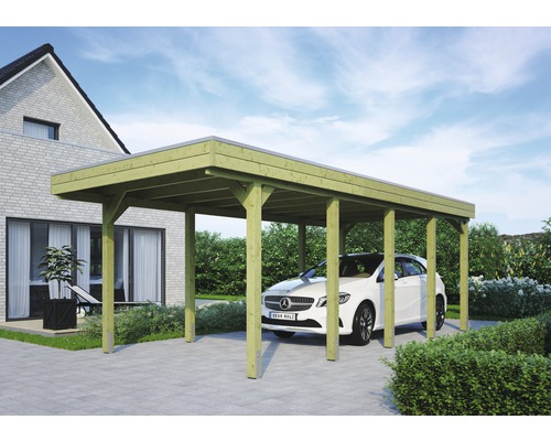 SKAN HOLZ Friesland enkele carport 314x708 cm met dompelgeïmpregneerd aluminium dak