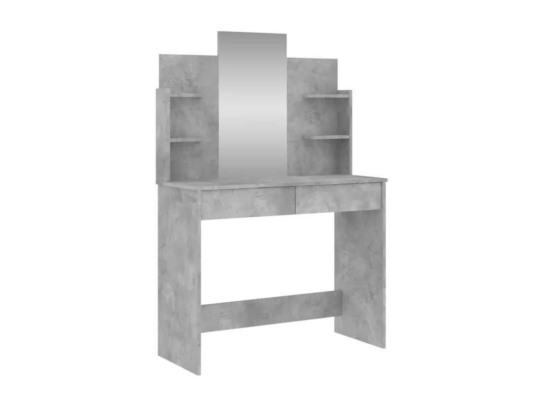 Coiffeuse avec miroir gris béton 96x39x142 cm