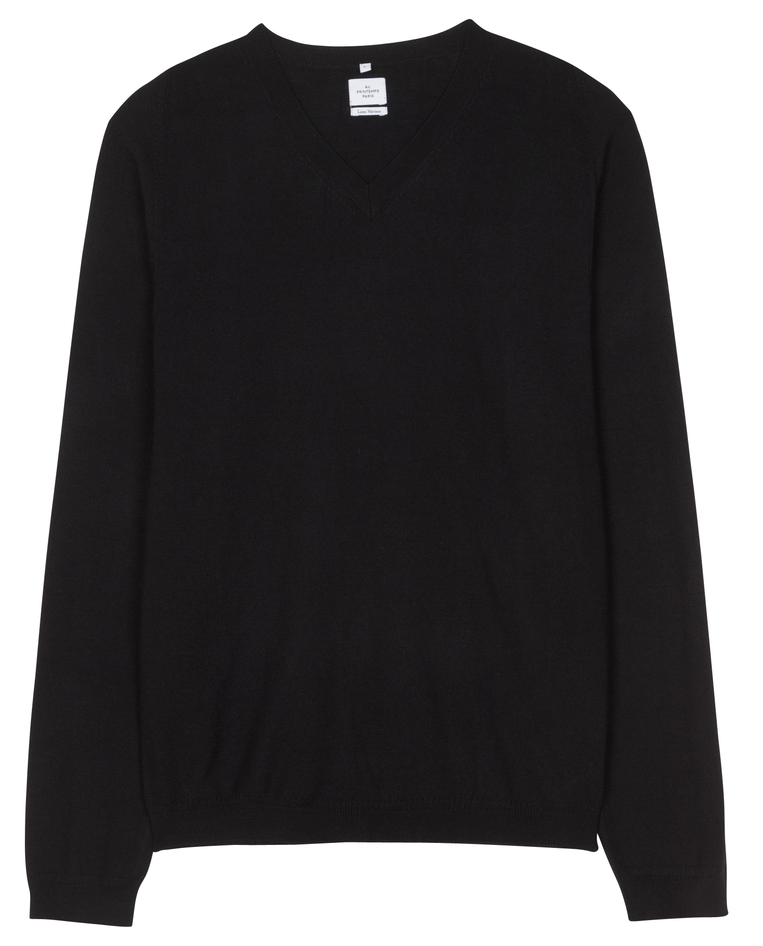 Pull col V regular fit en laine | Noir