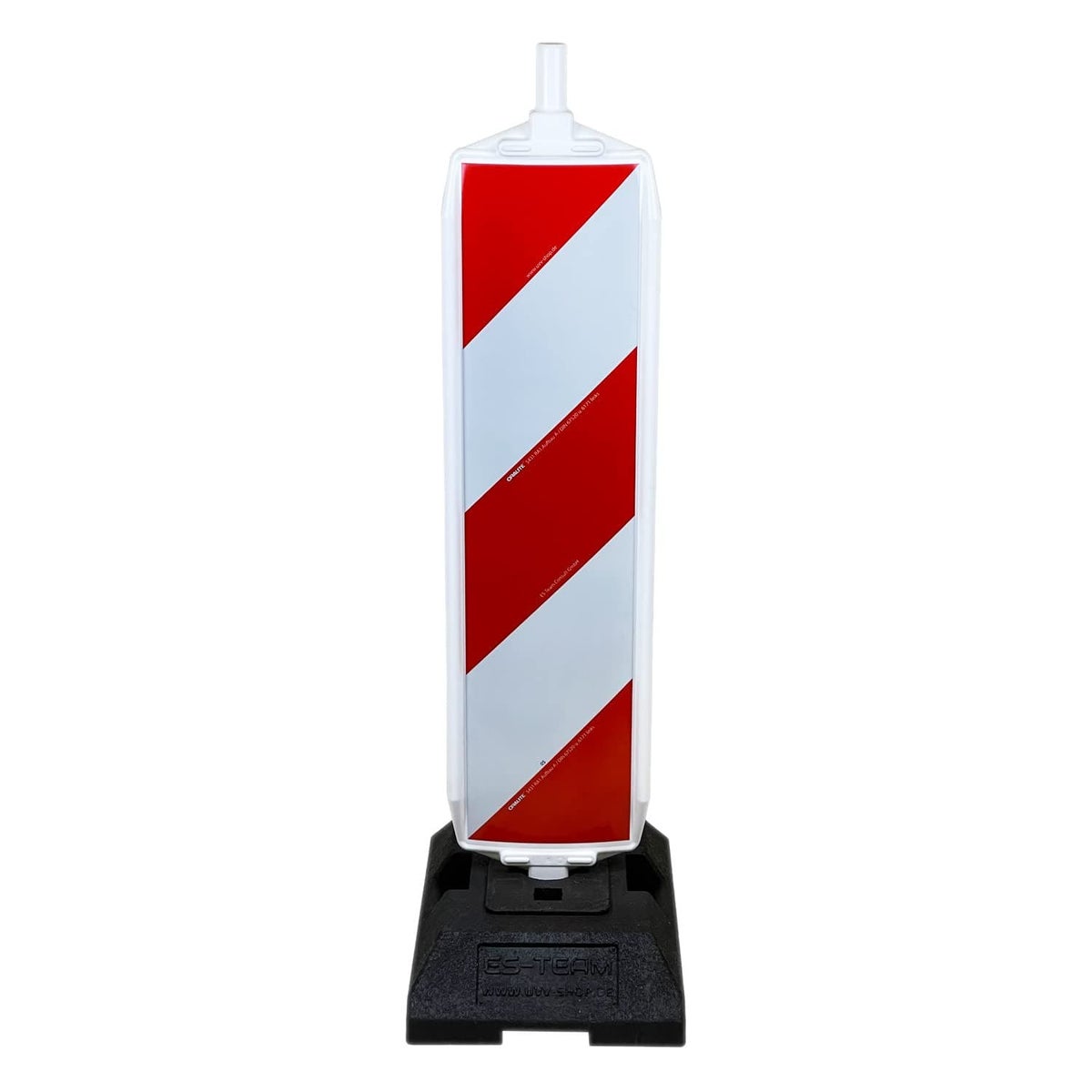 UVV-wegwijzervoetplaat (18 / 30 kg) bouwplaats rood/wit of magazijngeel, zwart / RA1 rood/wit / K0 (18 kg) / zonder bouwplaatsverlichting