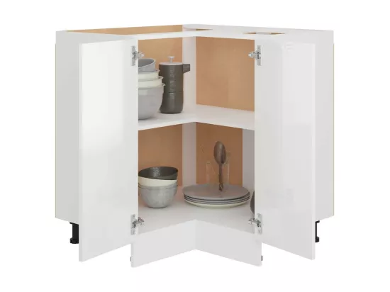 Armoire d'angle Blanc brillant 75,5x75,5x80,5