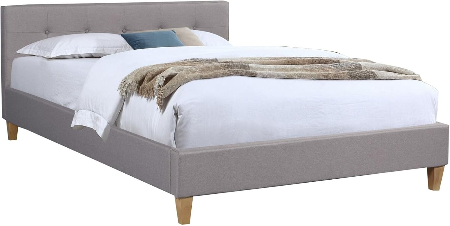 CARO-Möbel Polsterbett Adele Bett mit Stoff in grau 140x200 cm Doppelbett Jugendbett inklusive Lattenrost, Stoffbezug